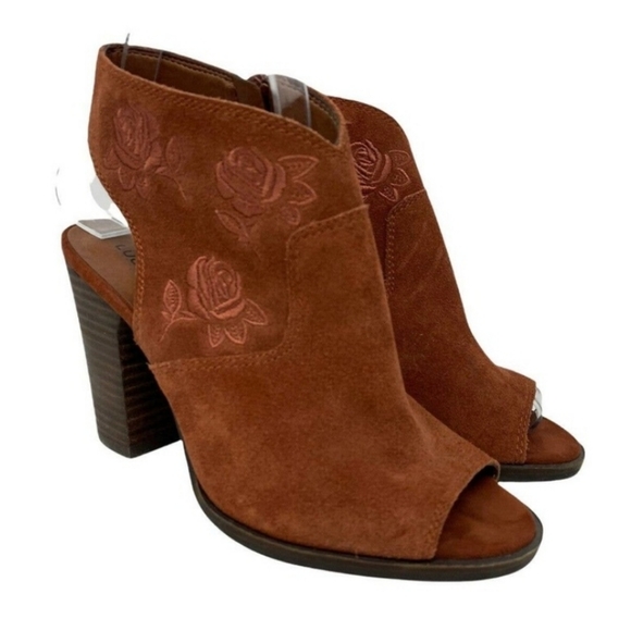 Rust Open Toed Ankle Booties - Picture 1 of 4